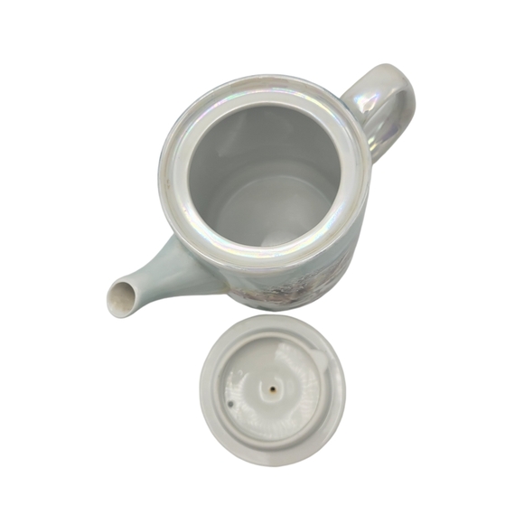 Vintage Hand Painted Porcelain Teapot Signed The Homestead in Winter - Picture 2 of 9